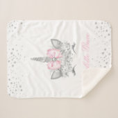 ユニコーンパーソナライズされたベビー シェルパブランケット (正面(横))
