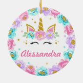 ユニコーンパーソナライズされたマジカルパーティーのお願い セラミックオーナメント (裏面)