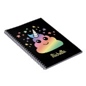ユニコーンパーソナライズされたレインボーウンチ絵文字かわいい ノートブック (右側)