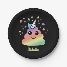 ユニコーンパーソナライズされたレインボーウンチ絵文字 ペーパープレート