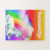 ユニコーンパーソナライズされたレインボーキッズギフト ジグソーパズル (横)