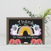 ユニコーンパーソナライズされたレインボー先生ありがとう サンキューカード (スタンド正面)