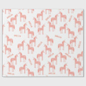 ユニコーンパーソナライズされた名ピンク ラッピングペーパー (フラット)