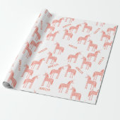 ユニコーンパーソナライズされた名ピンク ラッピングペーパー (アンロールド)