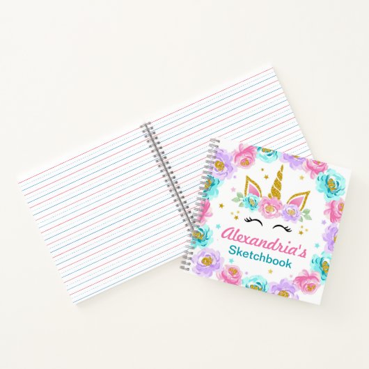 ユニコーンパーソナライズされた子供の誕生日パーティーの好意 ノートブック (内部)