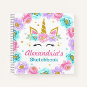 ユニコーンパーソナライズされた子供の誕生日パーティーの好意 ノートブック (正面)