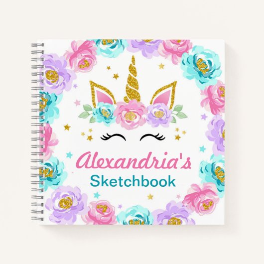 ユニコーンパーソナライズされた子供の誕生日パーティーの好意 ノートブック (正面)