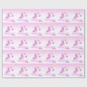 ユニコーンパーソナライズされた新生児ピンク紙ラップ ラッピングペーパー (フラット)