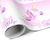 ユニコーンパーソナライズされた新生児ピンク紙ラップ ラッピングペーパー (ロールコーナー)