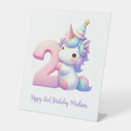 ユニコーンパーソナライズされた第2期女子誕生日 台座サイン