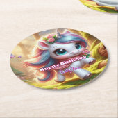 ユニコーンパーソナライズされた紙コースター ラウンドペーパーコースター (アングル)