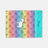 ユニコーンパーソナライズされた虹のダイヤモンド弓 フリースブランケット (正面(横))