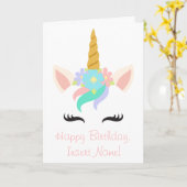 ユニコーンパーソナライズされた誕生日カード カード (黄色い花)