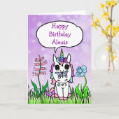 ユニコーンパーソナライズされた誕生日カード カード (黄色い花)