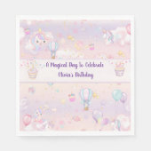 ユニコーンパーソナライズされた誕生日セルベトナプキンス スタンダードランチョンナプキン (正面)