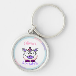 ユニコーンパーソナライズされた誕生日パステルカラフル キーホルダー