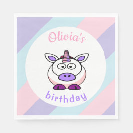 ユニコーンパーソナライズされた誕生日パステルカラフル スタンダードランチョンナプキン