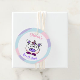 ユニコーンパーソナライズされた誕生日パステルカラフル フェイバータグ