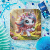 ユニコーンパーソナライズされた誕生日パーティープレート ペーパープレート (パーティー)