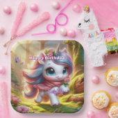 ユニコーンパーソナライズされた誕生日パーティープレート ペーパープレート (パーティー)