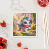 ユニコーンパーソナライズされた誕生日パーティー紙ナプキンス スタンダードカクテルナプキン (インサイチュ)