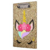 ユニコーンパーソナライズされた金ゴールドグリッタークリップボード クリップボード (左)
