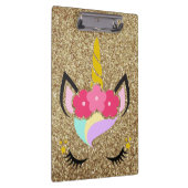 ユニコーンパーソナライズされた金ゴールドグリッタークリップボード クリップボード (右)