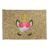 ユニコーンパーソナライズされた金ゴールドグリッター枕ケース 枕カバー (裏面-右)