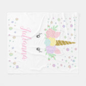 ユニコーンパーソナライズされた顔毛布 フリースブランケット (正面(横))