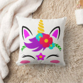 ユニコーンパーソナライズされた顔withポニー クッション (ブランケット)