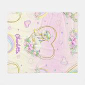 ユニコーンパーソナライズされた フリースブランケット (正面(横))