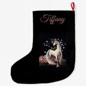 ユニコーンパーソナライズされた ラージクリスマスストッキング (裏面)