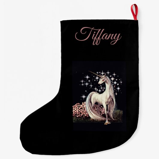 ユニコーンパーソナライズされた ラージクリスマスストッキング (裏面)