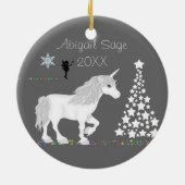 ユニコーンパーソナライズされた、妖精、クリスマスツリー セラミックオーナメント (裏面)