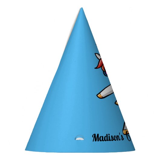 ユニコーンパーティーのような青い誕生日 パーティーハット (左)