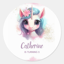 ユニコーンパーティーの好意ラベルシール ラウンドシール