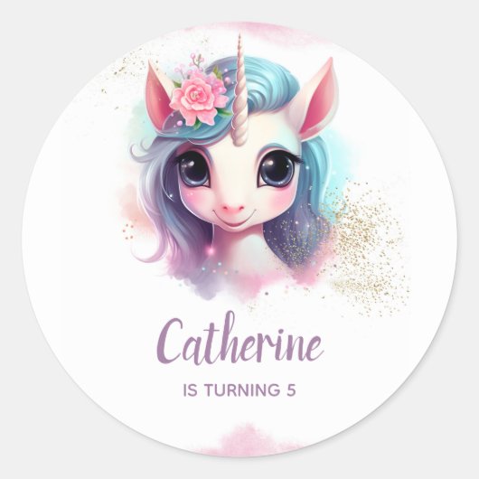 ユニコーンパーティーの好意ラベルシール ラウンドシール (正面)