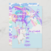 ユニコーンパーティーの招待状 招待状 (正面/裏面)