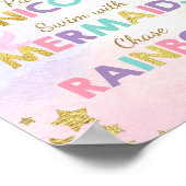 ユニコーンパーティーサイン 妖精と踊る人魚の少女 ポスター (角)