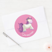 ユニコーンパーティーピンククラシックラウンドステッカー ラウンドシール (封筒)