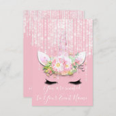 ユニコーンパーティーピンクローズ第1回2回バースデーパーティー 招待状 (正面/裏面)