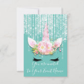 ユニコーンパーティーピンク第1回16回誕生日パーティー 招待状 (正面)