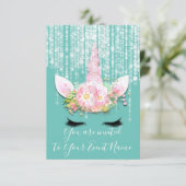 ユニコーンパーティーピンク第1回16回誕生日パーティー 招待状 (スタンド正面)