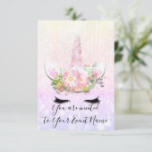 ユニコーンパーティーピンク1位2位3位バースデーパステル 招待状 (スタンド正面)