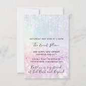 ユニコーンパーティーピンク1st 2d 3rd誕生日グリッター 招待状 (裏面)