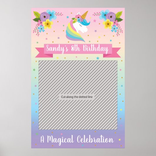 ユニコーンパーティーフレーム小道具 - フォトブース用 ポスター (正面)