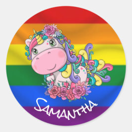 ユニコーンパーティープライド虹 ラウンドシール