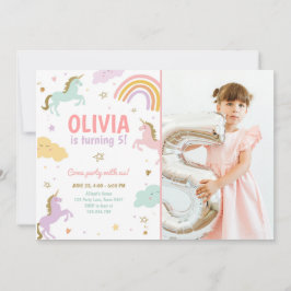 ユニコーンパーティーマジカルレインボーユニコーン誕生日イン 招待状