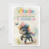 ユニコーンパーティーマジカル誕生日招待状 招待状 (正面)