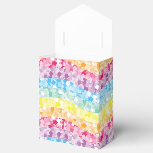 ユニコーンパーティーレインボーグリッター パーソナライズされた フェイバーボックス (オープン)